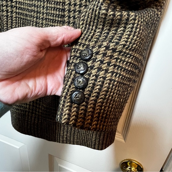 Lauren Ralph Lauren Wool Silk Tweed Blend Brown Plaid Blazer Equestrian Size 10 - Picture 4 of 9